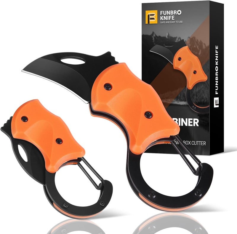 FUNBRO Small Pocket Knife for Men, Cool Folding Knife Box Cutter with 1.34inch Sharp Blade, Mini EDC Knives for Everyday Carry, Great Gift for Men (Orange) - Image 1